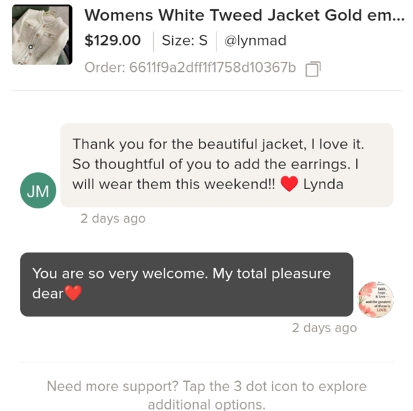 Last One Women’s White Tweed Jacket Gold embossed button detail XL NWT - Picture 14 of 15